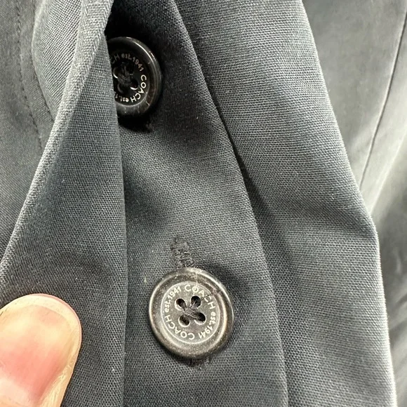 COACH Leatherware Women’s Trench Rain Coat Jacket Black Buttons Size L - Picture 8 of 9